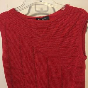 Evan-Picone Red Metallic Sleeveless Sweater Small